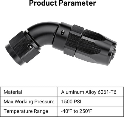 EVIL ENERGY 6AN 60 Degree One Piece Full Flow Hose End Fitting Swivel For CPE Braided Hose