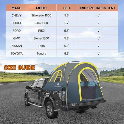 Truck Bed Tent 5.5-6ft: Easy Set Up Umburato Pickup Truck Tents for Camping, Waterproof PU3000mm Canopy for Truck Camper, Portable, Spacious for 2 Person Blue