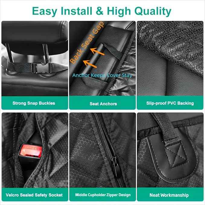Dog Car Seat Cover for Back Seat Cover,Non Stick Fur Rear Seat Protector for Pet,Nonslip Waterproof Durable Universal Fit Interior Backseat Covers for Auto Van SUV