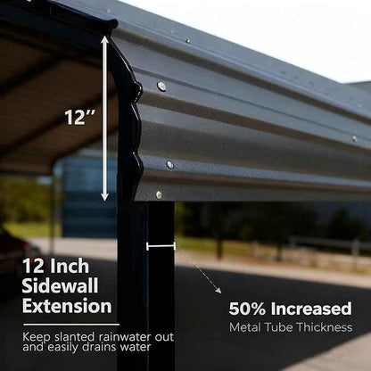 Heavy Duty Metal Carport Galvanized Steel All Weather Carport Canopy with Anchor Kit for RV Boat Truck Tractor Garage Shelter in 10x20 12x20 20x20 20x30 20x40 FT Easy Assembly Carports Kit (20x20 FT)