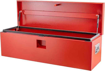 Industrial Steel Truck Tool Box w/Gas-Shock Lid, Pry-Resistant Security & Weatherproofing Toolbox Organizer Chest Fits Pickup, Truck Bed, RV, Trailer