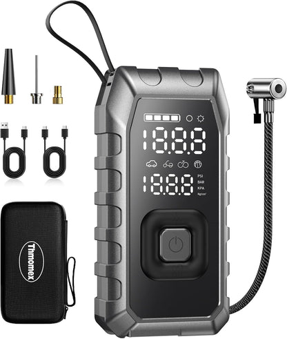 Portable Air Compressor for Tires - (12000mAh 180PSI), Dual Cylinder 5X Faster Cordless Air Pump, PD65 Quick Charge, LED Display, Digital Air Pump for Car Tires, Tire Gauge for Car, Bike, Motorcycle