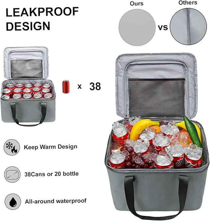 Car Trunk Organizer and Storage with Removable Leakproof Cooler Bag, 6 Removable Dividers for Custom Space, Collapsible Trunk Storage with Non Slip Bottom, Foldable Cover for SUV, Jeep, MPVs