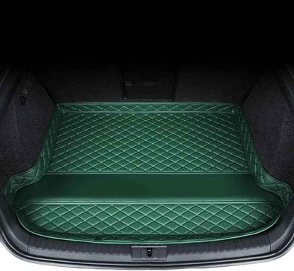 Car Trunk Mats Cargo Liners for 2026 Tesla Model Y Juniper 5-Seat, Custom Leather Rear Boot Floor Carpet, Storage Luggage Protection Pad Accessories with Raised Edges, D/Green