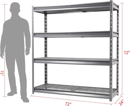 The Atlas 72" W Metal Garage Shelving Unit Load 12000 Lbs, Heavy Duty Storage Rack, Adjustable Industrial Shelves for Warehouse Shop Basement, 72" W x 24" D x 72" H, Grey
