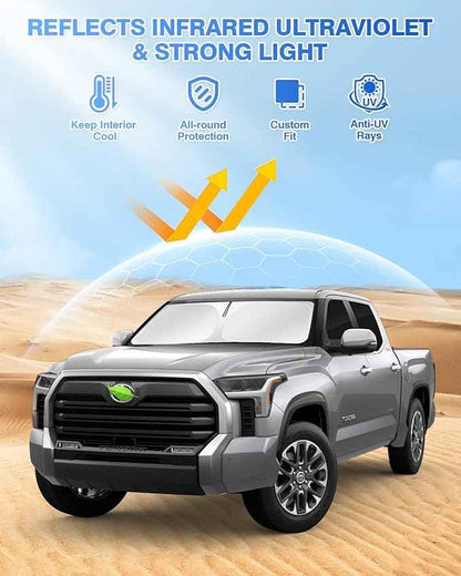 Windshield Sun Shade for 2022-2025 2026 Toyota Tundra Sunshade Side Rear Window Shade Cover Sun Visor Shield Privacy Protection Keep Vehicle Cool Black 6PCS