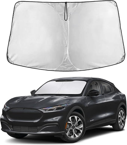 EcoNour Custom Windshield Sun Shade for Ford Mustang Mach-E 2021–2026 | Performance Crossover Front Window Heat & UV Shield | Foldable Multi-Layer Sun Cover