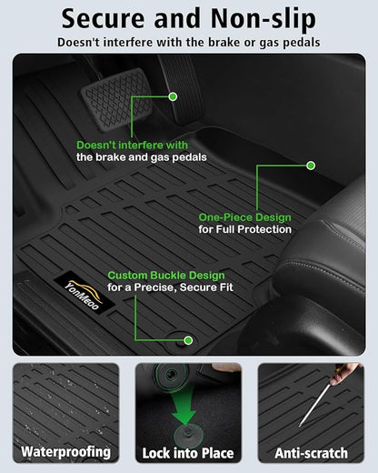 Floor Mats Custom for Toyota RAV4 Hybrid 2026 (Not for Cargo Area with Subwoofer) (Not for Phev) Trunk Mat with Backrest Mat All Weather TPE Full Set Cargo Liners for RAV-4 2026 Accessories, Black