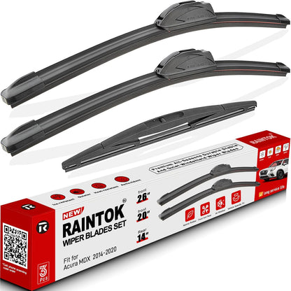 Windshield Wiper Blades Replacement for Acura MDX 2014 2015 2016 2017 2018 2019 2020 Original Factory Quality Front Rear Wipers Blade Set for Car - 26" 20" 14" (Piece of 3)