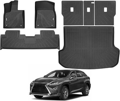 Custom Fit Floor Mats for Lexus RX RX350 RX450h (Not for RXL) 2016-2022, All Weather TPE Floor Liners with Trunk Mat & Backrest Protectors, Odorless Full Set Interior Accessories