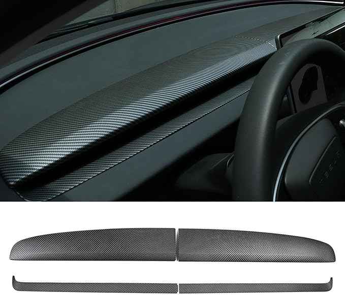 Goodangie00 4Pcs ABS Center Console Dashboard Cover Wrap Protection Interior Accessories Compatible with 2025 2026 Tesla Model Y Juniper Accessories(Matte Carbon Fiber Pattern)