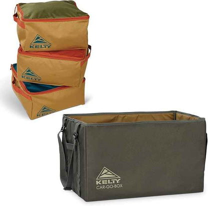 Kelty CARGO Box – Camping, Tailgating, Travel Organization Kit, Large Structured Tote + 3 Individual Pods Storage for Trucks, Vans, SUVs Cars – Color Coded Packing Cubes, Rugged + Water Resistant 45L