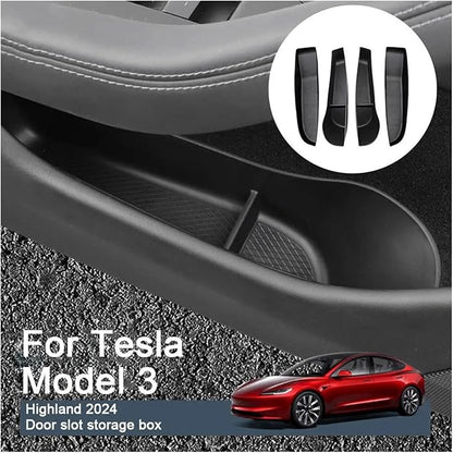 The Car Storage Box Is Suitable Compatible For Tesla Model 3 Highland 2024 Door Slot Storage Box And Car Modification Accessories(Color:Grey)