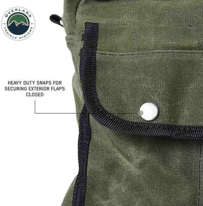 Overland Vehicle Systems Small Duffle Bag With Handle And Straps - #16 Waxed Canvas - Infused with Paraffin Wax Waterproofing - Tear Resistant Fabric