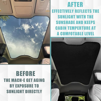 BestEvMod Foldable Roof Sunshade Compatible with Mustang Mach-E 2021-2025 Accessories Upgraded Heat Reflective Tech Accessories,Sunroof Reflective Cover Blocks Glare Blocks UV Ray (Gray)