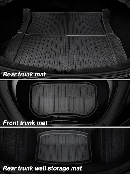 Floor Mats for 2025 2024 Tesla Model 3 Highland, All Weather TPE Cargo Liner Floor Mats Frunk Trunk Mats fit Tesla Model 3 Accessories 2024 2025, 6 PCS