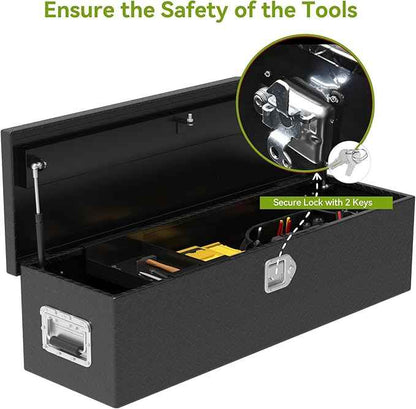 AUTOSAVER88 39 Inch Truck Bed Tool Box, Heavy Duty Aluminum Diamond Plate Tool Box Chest, Waterproof Chest Storage Box with Sliding Shelf and Lock for Trucks, Trailers, RVs, Warehouses