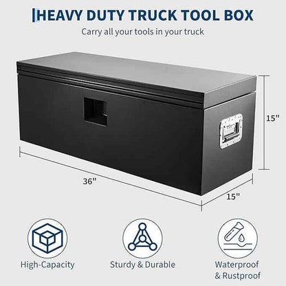 PrecisionAuto Truck Bed Toolbox Truck Tool Box Heavy Duty Steel Storage Cabinet Organizer Chest Jobsite for Pickup, RV, Trailer