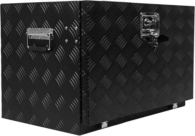30 Inch Truck Tool Box Waterproof Square Truck Storage Aluminum Bar Tread Tool Underbody Box Organizer Chest for Pick Up Truck Bed, RV Trailer