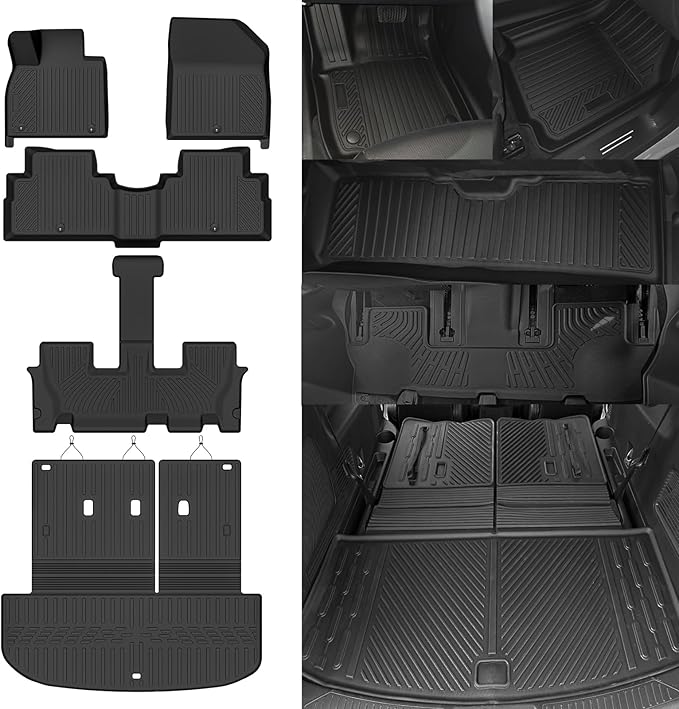 Custom Fit Floor Mats for Hyundai Palisade 7/8 Seats 2020-2025, All Weather TPE Floor Liners with Trunk Mat, Odorless Full Set Interior Accessories