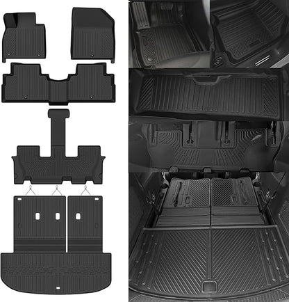 Custom Fit Floor Mats for Hyundai Palisade 7/8 Seats 2020-2025, All Weather TPE Floor Liners with Trunk Mat, Odorless Full Set Interior Accessories