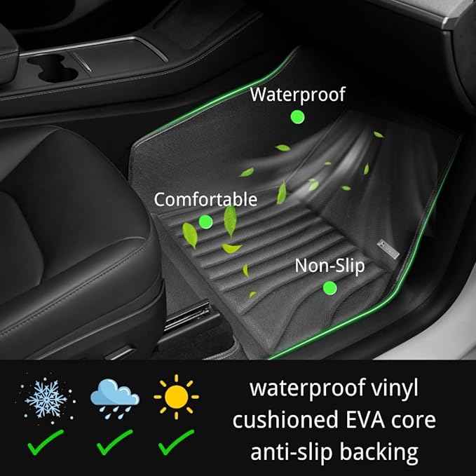 SUPER LINER Floor Mats Compatible with 2020-2024 Tesla Model Y 5 Seat ，CabinProtect™ Pro Kit Full-Cabin Protection System ，Cargo Mat | Trunk Mats Accessories