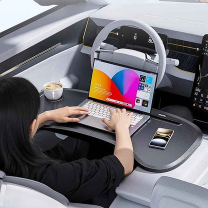 Foldable Car Tray for Tesla Model Y 3, Car Desk Steering Wheel Tray, Foldable Car Table Tray, Foldable Desk Food Tray for Eating and Traveling