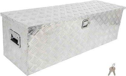 SCITOO 49 Inch Aluminum Heavy Duty Truck Bed Tool Box,Diamond Plate Crossover Storage for Most Full Size Pickups,Lockable Weatherproof Chest,Fits 49" Truck Beds,Easy Access to Load and Unload