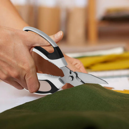Utility Scissors Heavy Duty: sharp Scissors All Purpose heavy duty, Easy Cutting Carpet, Cardboard, Wires, Leather, Fabric（8'' White）