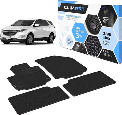 CLIM ART All-Weather Car Floor Mats Compatible with Chevrolet (Chevy) Equinox 2018-2024, Custom-Fit Heavy-Duty Floor Liners for Cars & SUVs, Car Accessories for Men & Women, Black - FL011418113