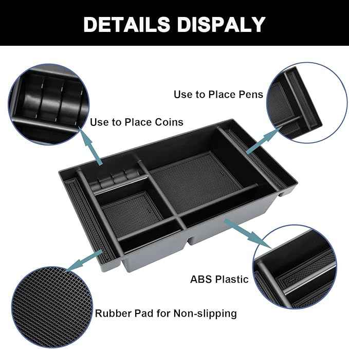 PIMCAR Center Console Organizer for 2019-2022 Chevy Silverado 1500/GMC Sierra 1500 & 2020-2023 Silverado/Sierra 2500HD/3500HD | Full Console Bucket Seats Only | Black Interior Trim Accessory