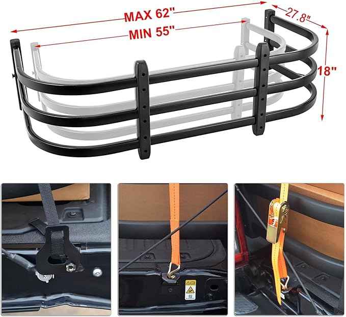 Truck Bed Extender,PickupTailgate Expansion,Fit for Ford F150 7+Titan 7+Sierra 3+Ram 1500/2500/3500,Compatible with All Rails,L55-62" x D24 x H18(Includes Mounting Bracket) Aluminium