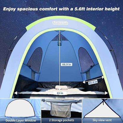 Tecoom Truck Bed Tent, Double Layer Waterproof PU3000mm for 5.5-6.7ft, Portable 2/3 Person Compact Full Size Pickup with Rain Fly for Back of Camping Beach
