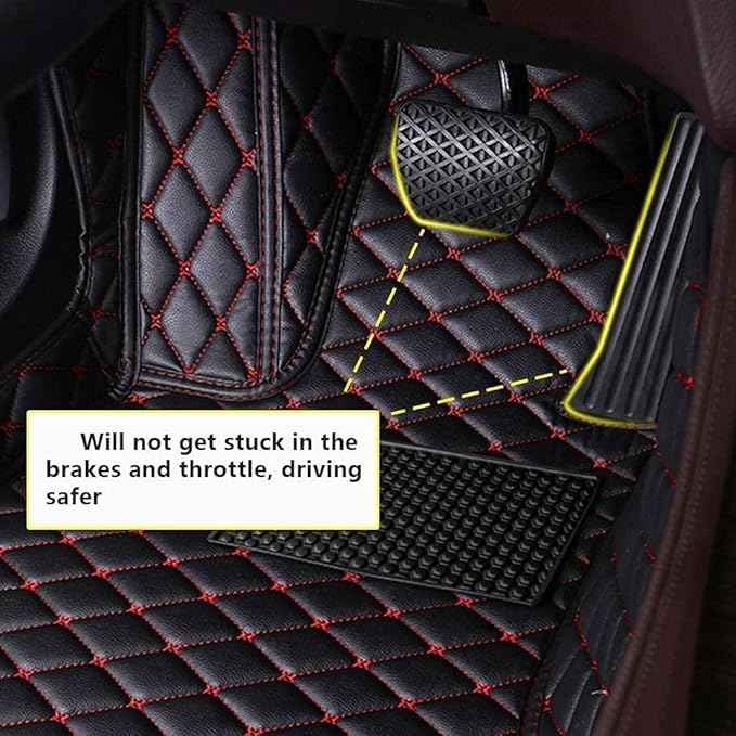 Custom Automotive Floor Mats Anbuwei Car Floor Mats Leather Anti-Slip Full Coverage Protection for 96% 2000-2026 SUV Sedan Vehicles (Red,2 Seats in Front Row)