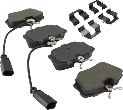 Premium Semi-Metallic Rear Brake Pads (1001-0877BM) Compatible with Volkswagen EuroVan 2001-2003, Volkswagen Sharan 2002-2008