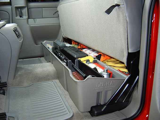 DU-HA DuHa 10001 Under Seat Storage fits 1999-2007 Chevy Silverado/GMC Sierra 1500 2500 3500 Extended Cab Classic | Dark Gray Heavy-Duty Backseat Organizer | Includes Dividers