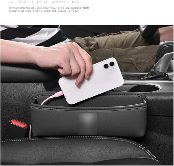 Leather Car Seat Gap Organizer Crevice Side Storage Box Filler Side Storage Pocket Compatible For Tesla Model 3/S/X/Y/Roadster(Red)