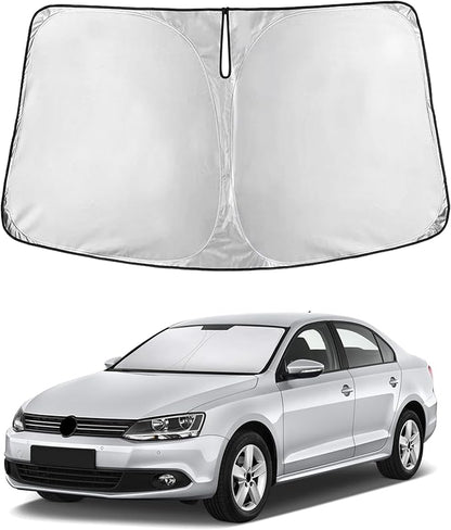 EcoNour Windshield Sun Shade Compatible for Volkswagen Jetta 2011–2018 | Sedan Front Window Sunshade | Foldable Sun Visor Protector | Blocks UV Rays & Keeps Cabin Cool