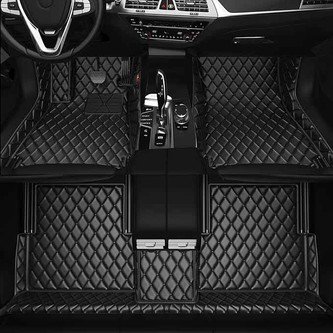 Customized Personalized car Floor MATS Luxury Full-Body car Floor mats are Suitable for 99% of Vehicle Models (Pickup Trucks/SUVs/sedans) and Offer Personalized Text Customization (Black)