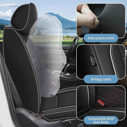 YORKNEIC Front Set Seat Covers Fit for Ford Explorer 2004-2025 2026: Faux Leather Car Seat Covers - Waterproof Car Seat Protector(Black)