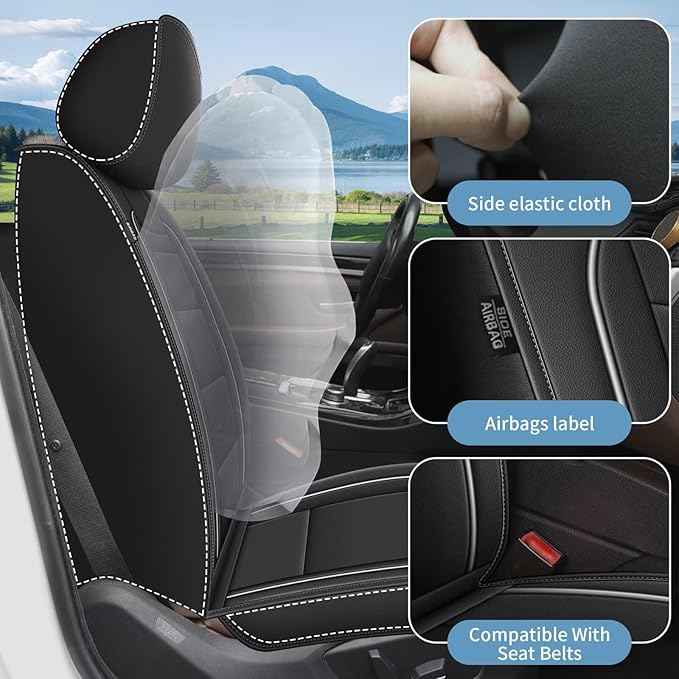 YORKNEIC Full Set Seat Covers Fit for Ford Explorer 2004-2025 2026: Faux Leather Car Seat Covers - Waterproof Car Seat Protector(Black)