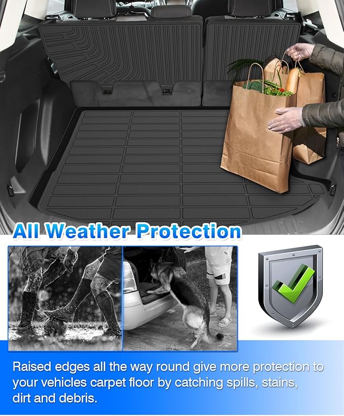 Escape Floor Mats & Cargo Liner w/Backrest Mat Fit for Ford Escape 2013-2019, All Weather Floor Mats for Escape Accessories Heavy Duty Waterproof