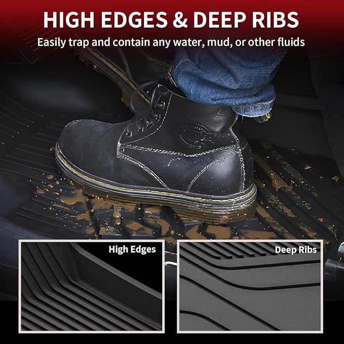 LASFIT Floor Mats & Trunk Mats for Tesla Model S 2021-2025 (Include Plaid Model), All Weather TPE Custom Fit 1-3 Rows & Cargo Liners Full Set Car Mats Accessories, Black