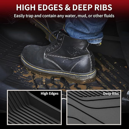 LASFIT Floor Mats & Trunk Mats for Tesla Model S 2021-2025 (Include Plaid Model), All Weather TPE Custom Fit 1-3 Rows & Cargo Liners Full Set Car Mats Accessories, Black