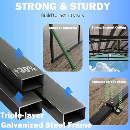 12X20 FT Metal Carport, Heavy Duty Cart Ports with Reinforced Galvanized Carports, Outdoor Weather Resistant Carport Canopy, Upgrade Car Port for Boats, Cars, Trucks, and Tractors