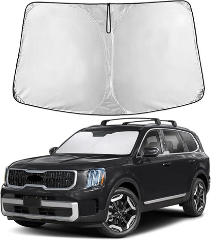 EcoNour Windshield Sun Shade Compatible for Kia Telluride 2020–2025 | SUV Front Window Sunshade | Foldable Sun Visor Protector | UV & Heat Blocking | Keeps Cabin Cool & Protected