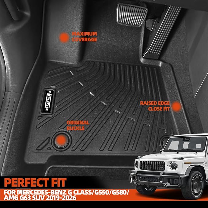 Custom Fit Floor Mats for Mercedes-Benz G Class/G550/G580/AMG G63 SUV 2019-2025 2026, All Weather TPE Floor Liners with Trunk Mat, Odorless Full Set Interior Accessories