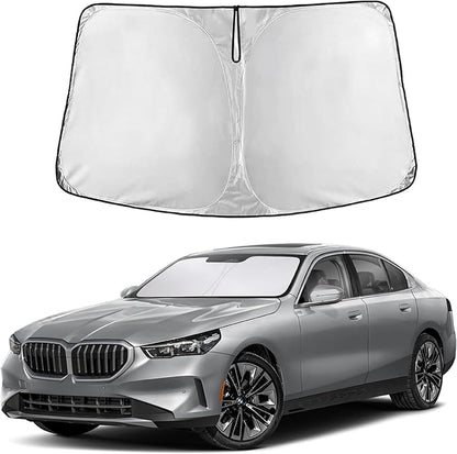 EcoNour Windshield Sun Shade Compatible for BMW 5 Series 2024– 2026 Front Window Sunshade Foldable Sun Visor UV & Heat Blocking Protection