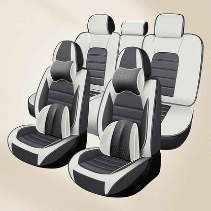 Car Seat Cover Fit for Honda CR-V 2014-2026 Waterproof Seat Covers,Nappa Faux Leather Breathable and Comfortable,Car Seat Protector Car Interior Accessories (Full Set) Grey&White