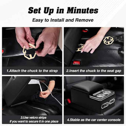Upgraded Bench Seat Center Console with Extra Large Cup Holder & Phone Holder, Universal Center Console with USB Charging, Central Console for Bench Seat of Truck & Van & Car
